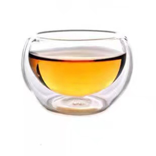 耐高温高硼玻璃双层杯玻璃小茶杯防烫玻璃50ml双层小茶杯耐热玻璃
