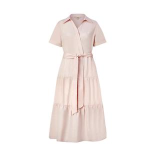 【枫叶裙】Eland衣恋衬衫连衣裙女V领合体长款裙子夏季款