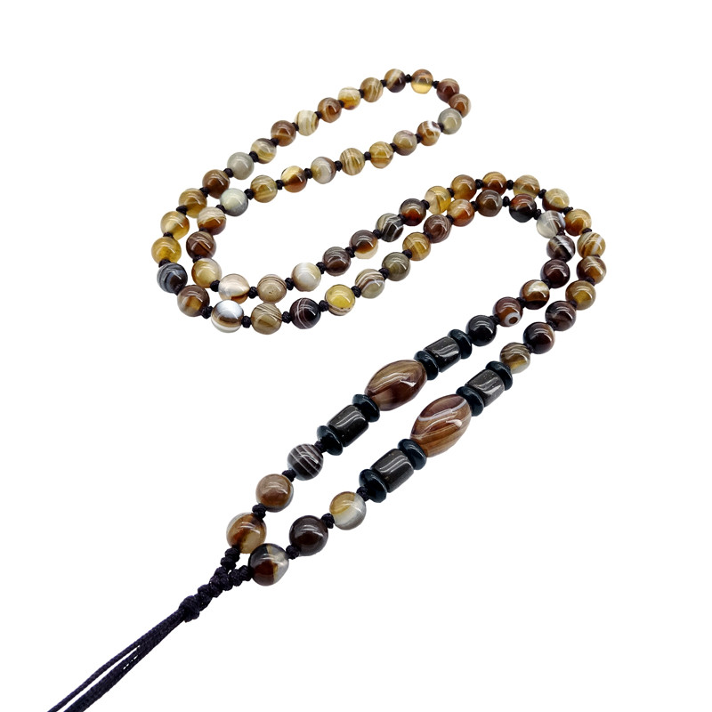 天然原色玛瑙圆珠链吊坠挂绳挂坠绳翡翠玉佩玉坠项链绳男女佛珠