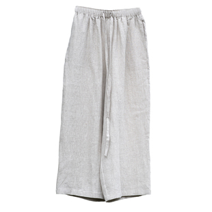 知笔墨2025夏新品文艺日晒干亚麻直筒裤丨雨露麻色亚麻裤子丨