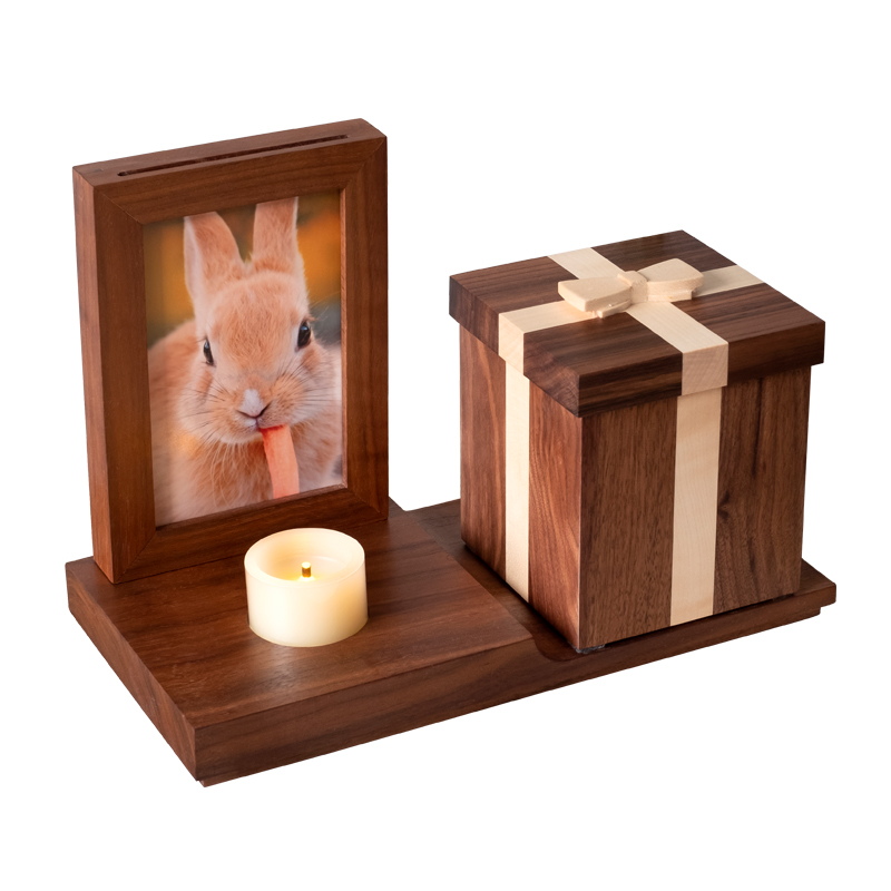 宠物纪念品套装实木相框木盒礼品猫咪狗狗兔定制刻字照片Q planet