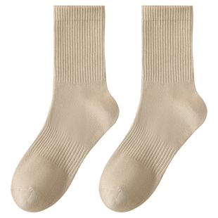 名创优品秋冬男士中筒袜男生吸汗透气防臭耐磨不闷汗四季纯色袜子