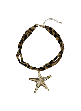 atmshop复古欧美海洋风漩涡海星吊坠豹纹绳项链民族风性感锁骨链
