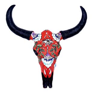 新款手绘复古彩色羊头骨架挂饰摆件墙面装饰礼品