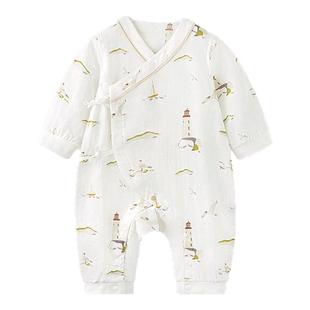 童泰婴儿连体衣春夏季纯棉纱布男女宝宝衣服新生儿哈衣爬服睡衣