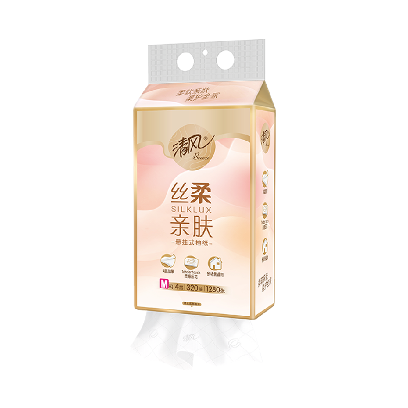 清风丝柔挂抽4层M码悬挂式大包餐巾面巾纸卫生纸巾