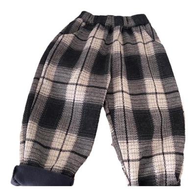 秋冬男女童格子裤加绒加厚保暖裤