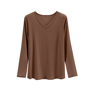 白色V领打底衫女春秋内搭显瘦长袖t恤修身遮肚鸡心领上衣2026新款