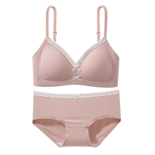 六只兔子内衣女蕾丝V领小胸聚拢胸罩果冻条软支撑甜美无钢圈文胸