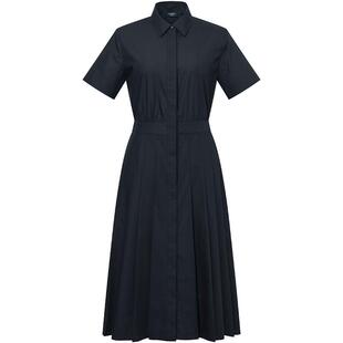 【春夏甄选】Hazzys哈吉斯衬衫领褶裙摆连衣裙女士夏季短袖裙子