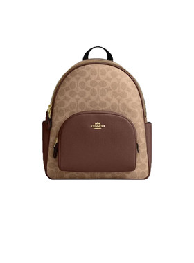 【自营】COACH/蔻驰女士 Court 27 双C老花拉链开合牛皮革双肩包