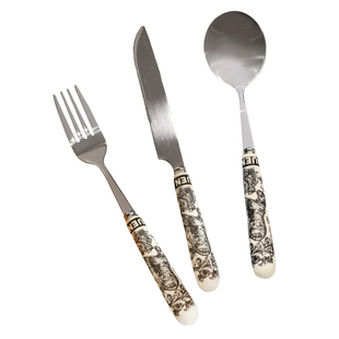 漫时光法式复古西餐餐具套装牛排专用刀叉勺三件套不锈钢轻奢高级