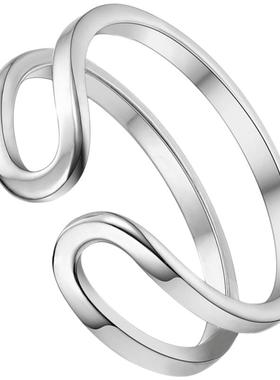 纯银双线开口戒指女简约气质小