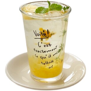 韩国ins咖啡店同款透明玻璃杯气泡水杯冷饮杯冷萃拿铁咖啡杯简约