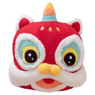 国潮醒狮毛绒玩具新年年会客厅玩偶公仔红色喜庆结新婚抱枕糖葫芦