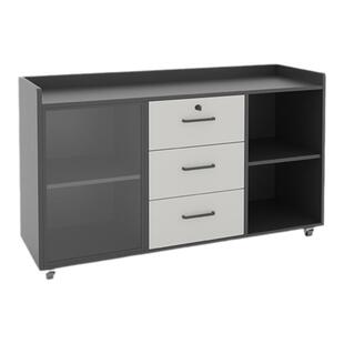 办公室打印机柜文件柜办公区边柜侧柜茶水矮柜玻璃门可移动落地柜