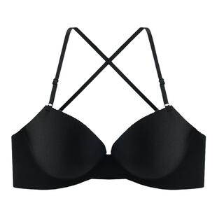 法V蕾丝挂脖抹胸露背T聚拢聚拢薄大胸显小70CDE加大200比基尼内衣