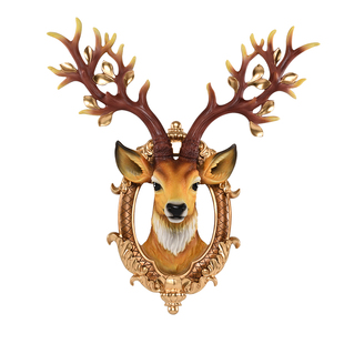 招财鹿头挂件墙壁欧式创意立体客厅酒吧背景墙玄关仿真挂件装饰品