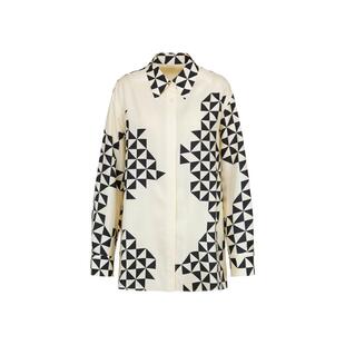 LESS几何撞色休闲衬衫女6A桑蚕真丝慵懒风垂感衬衣套装2O4213310