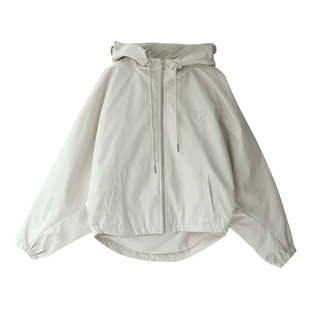 W6922C 帅气有型宽松高级连帽蝙蝠袖春装短款夹克外套女米兰宣言