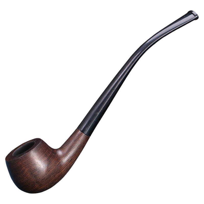 长柄黑檀木过滤烟斗送2种滤芯