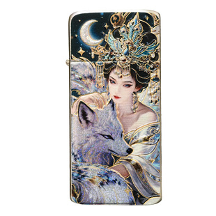 zorro佐罗新品zc5九天狐女镭射炫彩纯铜煤油打火机立体浮雕彩绘