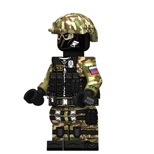 小颗粒积木军事俄军阿尔法人仔偶SAS特种兵小人 武器益智拼装玩具