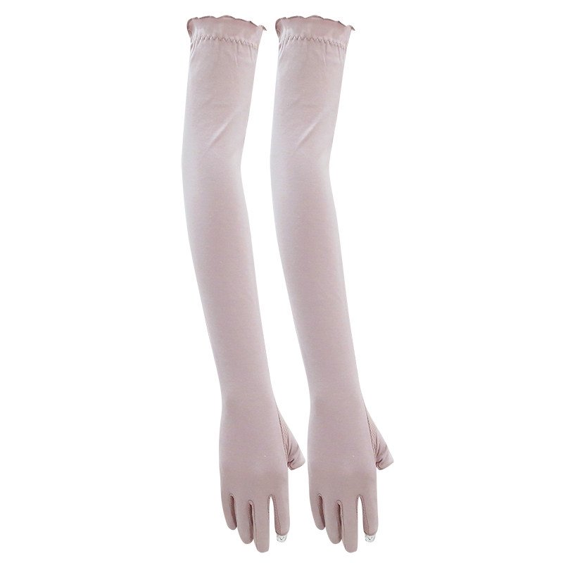夏季开车防晒手套女薄款纯棉遮阳加长漏两指防滑骑行透气冰丝袖套
