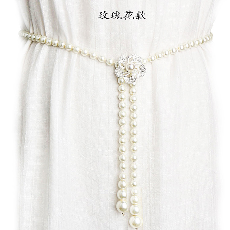 韩版时尚珍珠腰链女细装饰连衣裙夏季百搭腰带配毛衣裙子收腰配饰