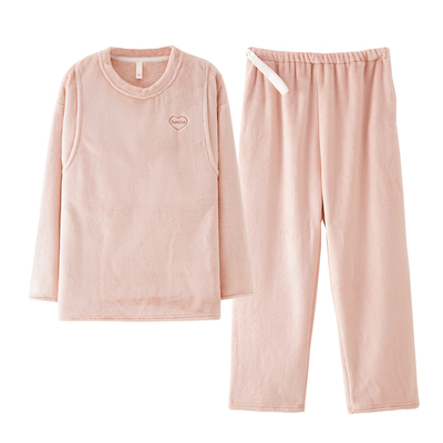 加厚月子服秋冬季款产后法兰绒珊瑚绒可调节宽松10月哺乳孕妇睡衣