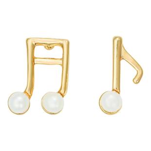 EXHIBITION 览物馆淡水珍珠耳钉音符简约小巧气质耳环925银针耳饰