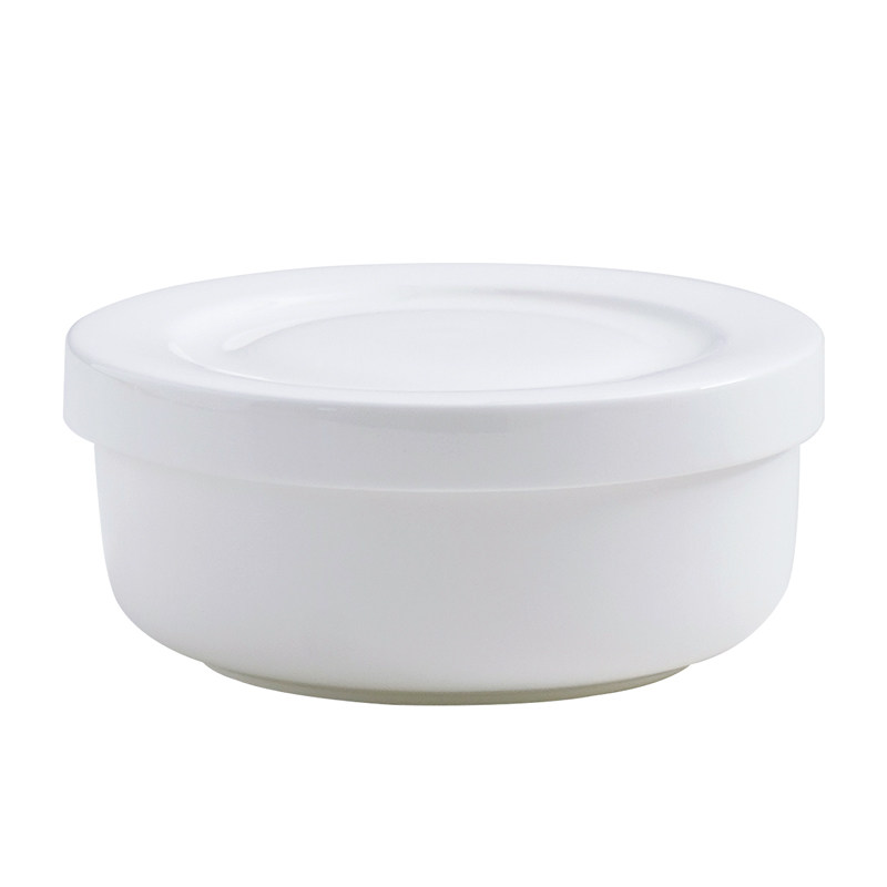 骨瓷带盖蒸蛋碗保鲜碗家用隔水炖碗饭碗纯色陶瓷微波炉泡面碗汤碗