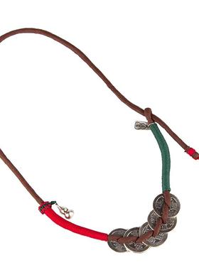 五帝钱纯银铜钱项链 五福临门 银铃铛  中国风道家999足银53g