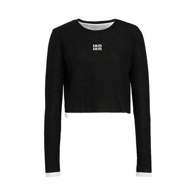 iammix27假两件圆领套头针织衫