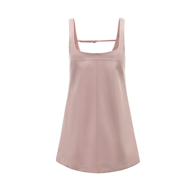 4muggle复古辣妹粉色皮衣背带裙