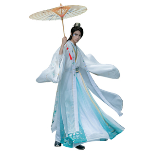 如梦霓裳汉服男女CP秋情侣魏晋风交领上襦大袖衫齐腰襦裙小青现货