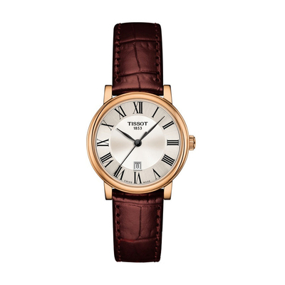 天梭卡森臻我玫瑰金石英女表