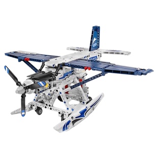 拼图拼搭科技遥控水陆两栖飞机滑翔机成人拼装中国积木模型15014