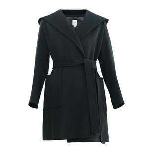 HONRN/红人连帽系带收腰山羊绒羊毛呢子大衣外套女秋冬HI55OD852