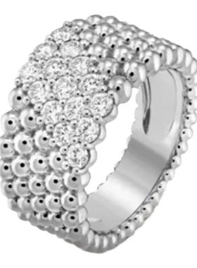 珠子镶钻戒指V金轻奢女款