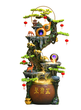 假山流水摆件葫芦聚宝盆加湿器
