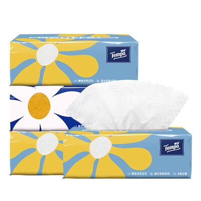 【U先派样】tempo得宝纸巾Mini系列4层80抽*4包卫生纸 新旧随机