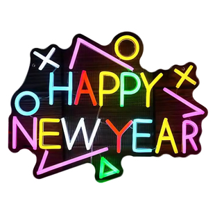新年霓虹灯牌2026元旦Happy new year节日装饰亮化发光字灯牌定制