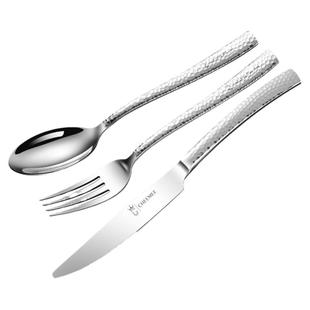 锤纹304不锈钢西餐刀叉勺餐具套装牛排刀餐刀家用成人切牛扒刀叉