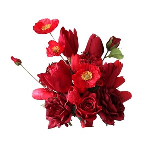 仿真花红色保湿郁金香罂粟新新娘婚礼拍摄手捧花影楼拍照假花花束