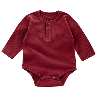 男女宝宝秋款包屁衣新生婴儿满月百天红色衣服套装夏季无骨空调服