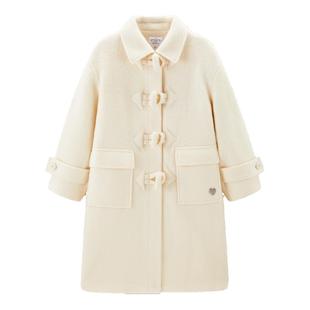 【LOTSYOU联名】乐町冬季纯羊毛呢白色大衣外套C1AAE4406