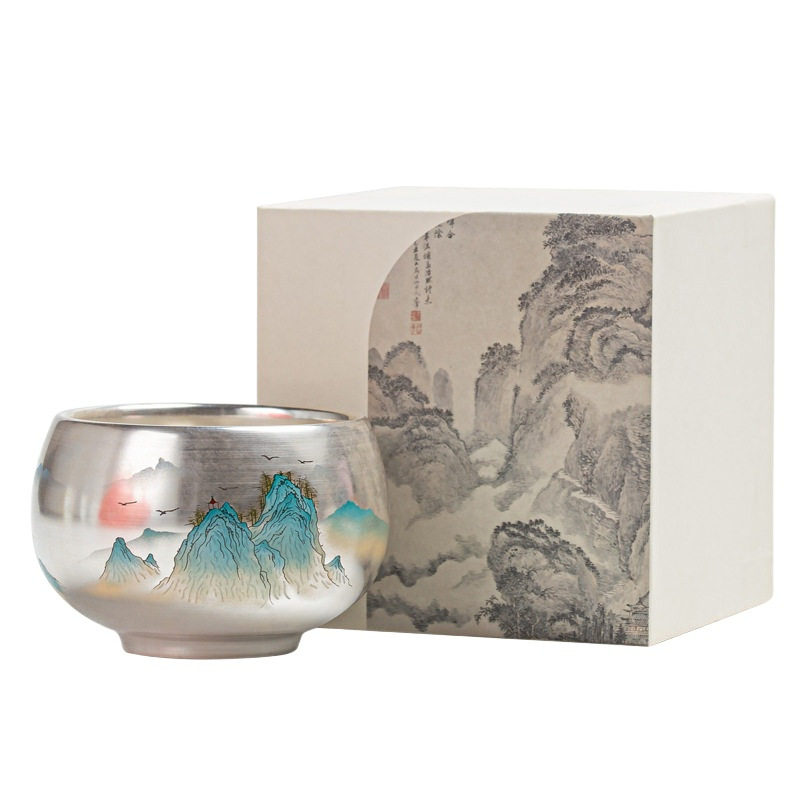 景德高端纯银陶瓷茶杯
