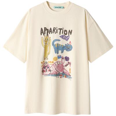 APPARITION 明星同款 艺术插画印花 圆领短袖T恤 男女同款
