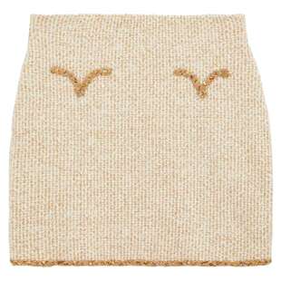 bebe冬季女士含羊毛马海毛金玛德琳纽扣缀饰针织半身裙430809